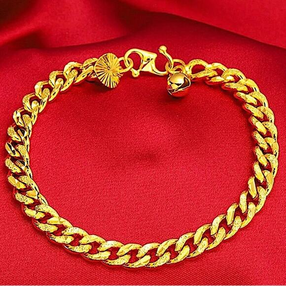 Gold Plated 18K Chain Link Bracelet Matching Ring Set - Picture 3 of 7